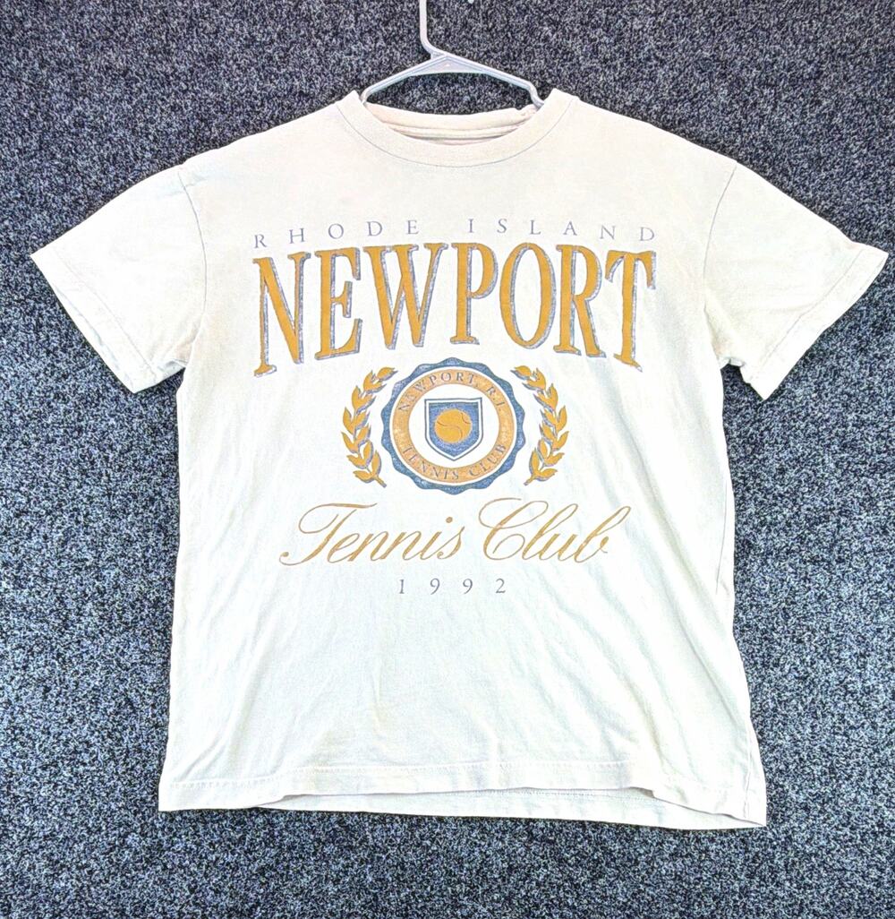 Abercrombie & Fitch Soft A&F Tee Men's White Tennis Club Graphic Crew Neck L